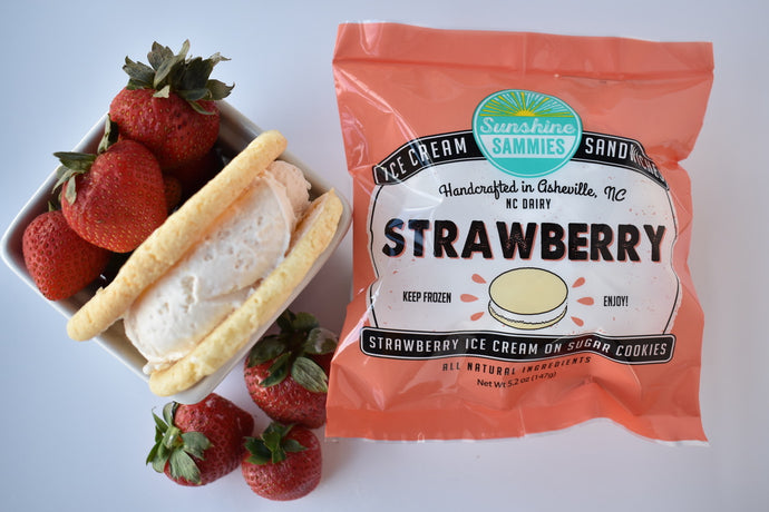 Sunshine Sammies - Strawberry Ice Cream on Sugar Cookies
